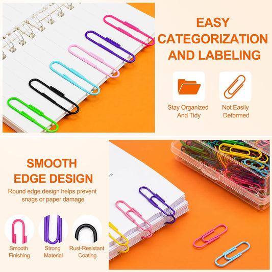Colored Paper Clips 160Pcs 3 Sizes for Office School