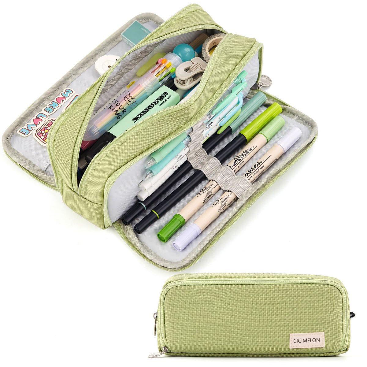 CICIMELON Large Capacity Pencil Case 3 Compartment Pouch Pen Bag for School Teen Girl Boy Men Women (Purple)