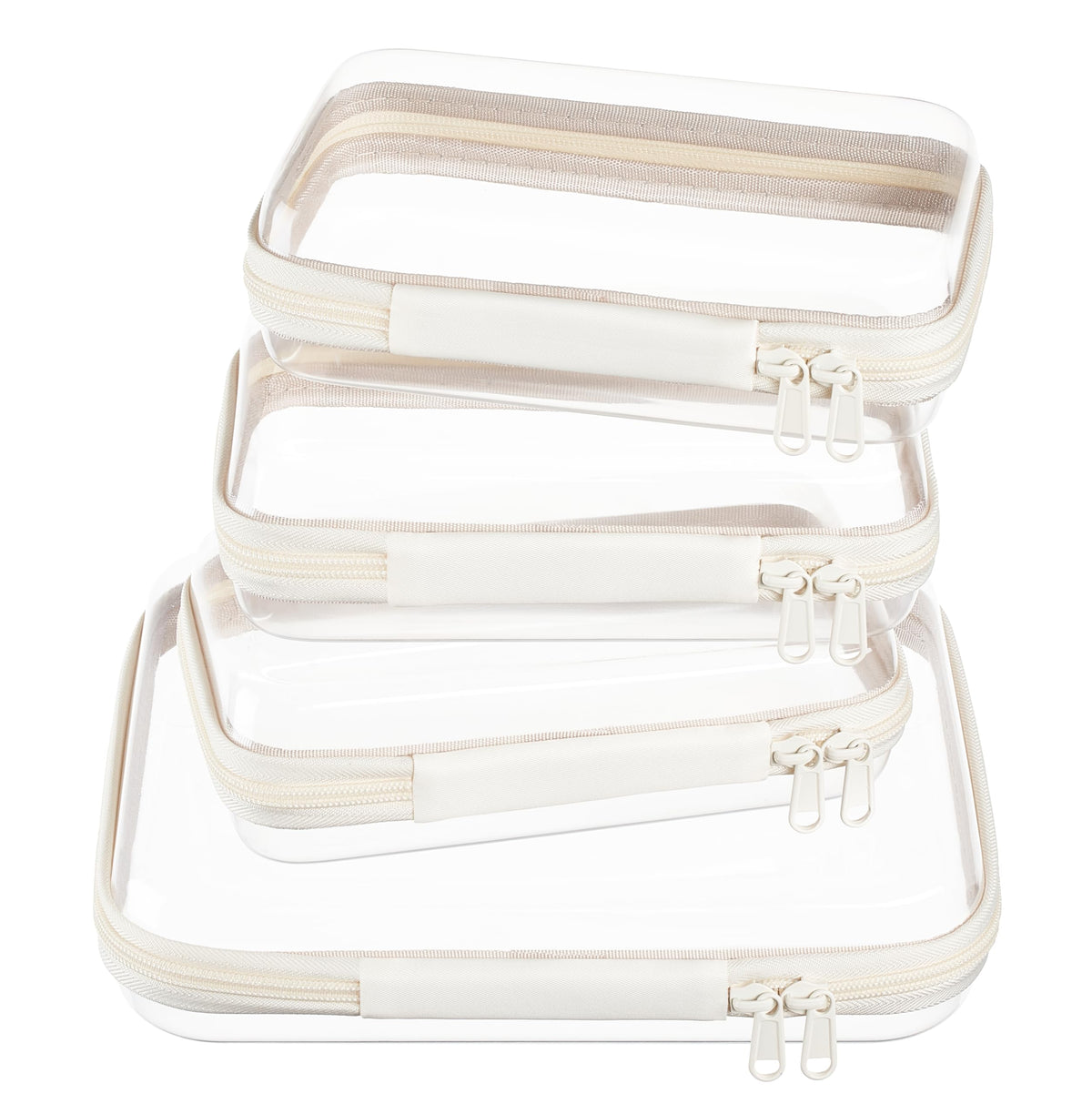 Clear Zipper Pouches, Hard Shell Zipper Case (M+3S)