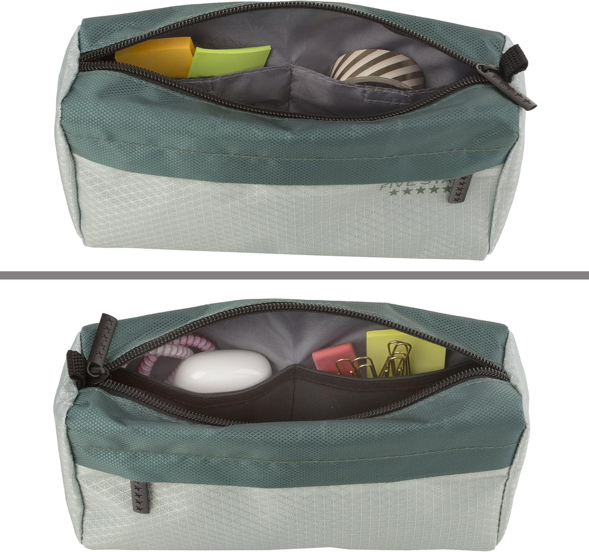 Five Star Pencil Pouch, Pen Case, 9-Pocket Zipper Pouch, Storage Organizer for School Supplies Earbuds Chargers Cables Makeup, Green/Juniper (500214F-ECM)